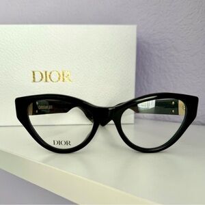 New! Dior Lady 95.22O B1I 1000, Black Cat Eye Eyeglasses, Authentic